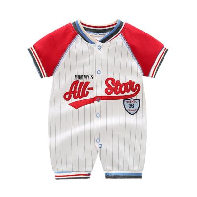 China Factory Direct Selling Baby Summer Comfortable Sporty Baseball Rompers Breathble Style Overalls Uniform Button Up Rompers For Baby Boy for sale