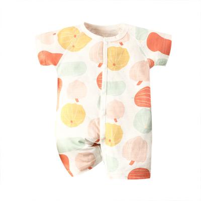 China Eco-friendly Washable Breathable Newborn Baby Onesie Clothes Multicolor Pattern Printing Short Sleeve Romper Pajamas For Babies for sale