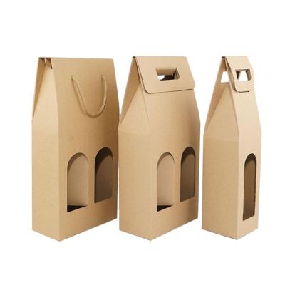 China Aseptic Eco Friendly Printing Wine Kraft Paper Bag With Window for sale