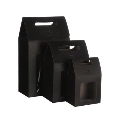 China Aseptic Luxury Black Clear PVC Window Kraft Paper Bag for sale