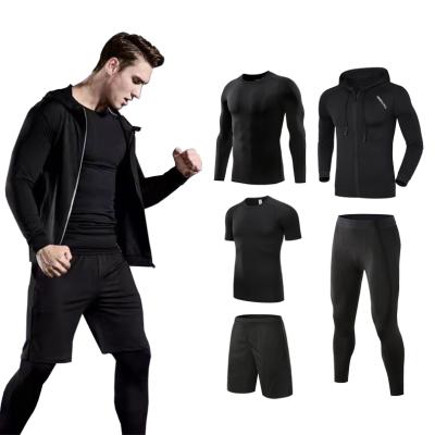 China 5pcs Workout Breathable Active Tracksuit Running Clothing Sports Jogging Men Gym Fitness Wear for sale