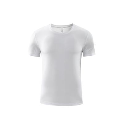 China QUICK DRY Custom Logo Mens White 100%Polyester T-shirt Round Neck T-Shirt for sale