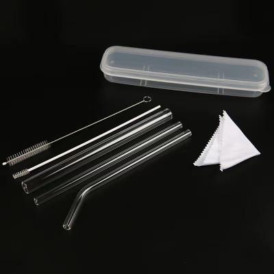 China Heatable Transparent Glass Straw Set Set 10x200mm Environmental Protection Heat Resistant Straw High Borosilicate Glass for sale