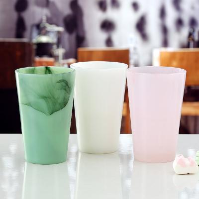 China Art Decor Model Art Decor Pattern Mosser Glass Mug Juice Drinks Jade Glass Colored Water Tumbler High Quality Customized for sale