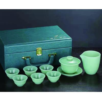 China Viable Chinese Handmade Jade Tea Cup Set Color Jade Porcelain Glassware Factory Decor Home Wedding for sale