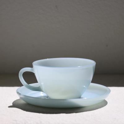 China Stocked Chinese Milk Glass Jade Shell Pattern Coffee Cup, Bowl And Dish for sale