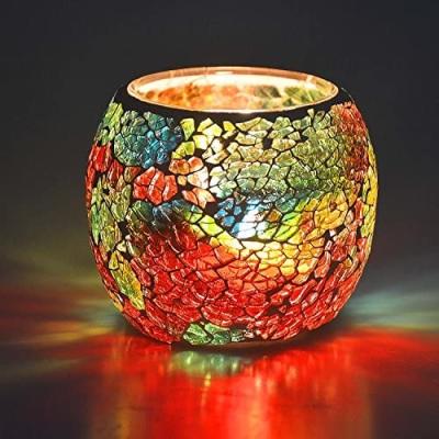 China Art Decor Colorful Round Glass Candle Jars Well Made Candle Holder Stunning for sale