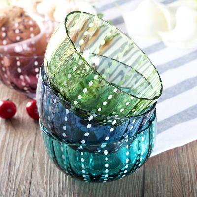 China Hot Selling Dinnerware Sustainable High Quality European Inns Pearl Dot Design Colored Salad Bowl With Gift Box for sale