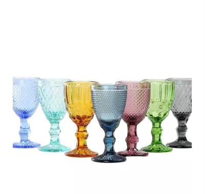 China Multicolored and Multi-design 50ml Embossed Bar-Ware Vintage Crystal Clear Glass Shot Glasses for sale