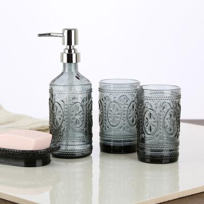 China Various Top Quality Glass Bathroom Accessories Sustainable Glass Bathroom Design Set for sale