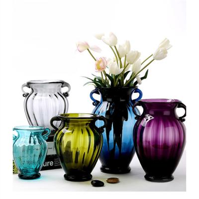 China CLASSIC Colored Glass Flower Tall Home Decor Vase Luxury Glass Vase for sale