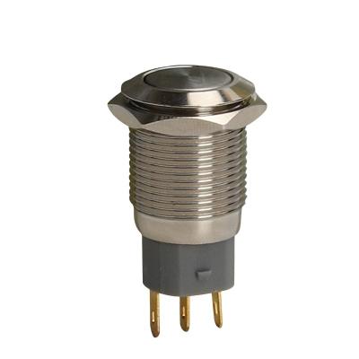 China Cheap Price 16mm 16mm Flat Head Screw 3 Metal Pin Reset Momentary Push Button Switch for sale