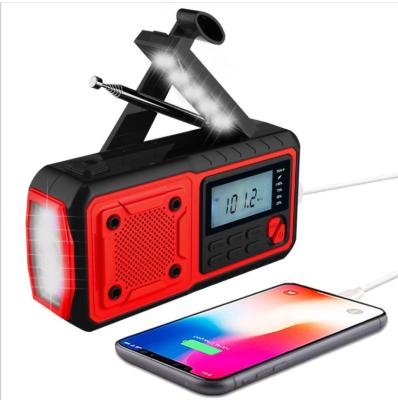 China Crank AM FM NOAA PORTABLE Solar Weather Digital Display LCD Alert Radio with 5000 Power Bank Flashlight and Reading Light for sale