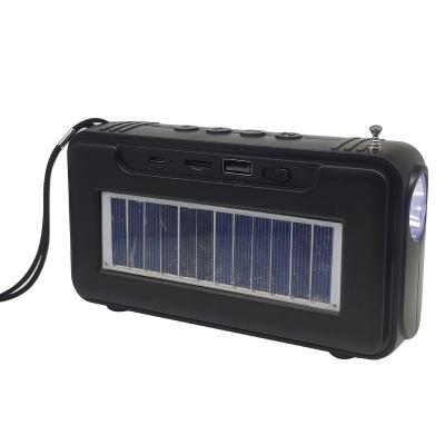 China Rechargeable portable solar wireless speakers with flashlight support USB/TF/BT Listen to FM radio WITH aux. for sale