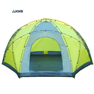 China Aioiai Large Double Layers 3 Nail Snow Field Doors 10 People Hexagonal Manual Outdoor Camping Tent for sale