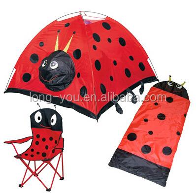 China Sports Toy Aioiai Lovely Ladybird Play Tent With Sleeping Bag Children Kids Play Camping Set for sale