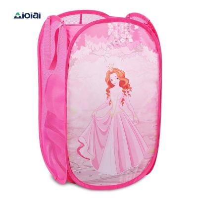 China Lovely Minimalist AIOIAI Cartoon Kids Pop Up Laundry Hamper Collapsible Laundry Hamper Cotton Laundry Bag Custom Design for sale