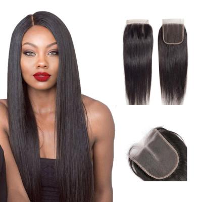 China Wholesale Price Virgin Indian Straight Human Hair Vendors Raw Straight Wave Cuticle Aligned Hair Lace Closures for sale