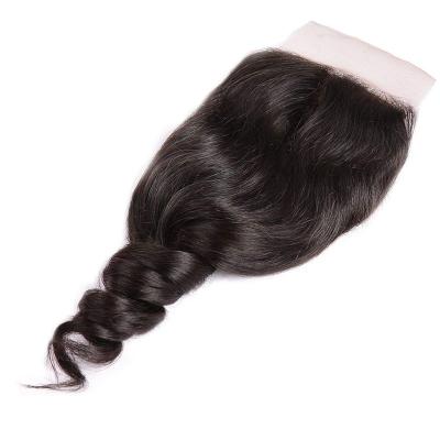 China Remy 100 Seller Hair Loose Wave Hair Peruvian Loose Wave Lace Closure Loose Wave Hair Lace Closure for sale