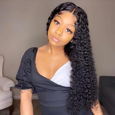 China Transparent Swiss Lace Front Wigs Water Wave Lace Front Wigs Water Wave Human Hair Lace Front Wigs 180% Density Cheap Water Curls for sale