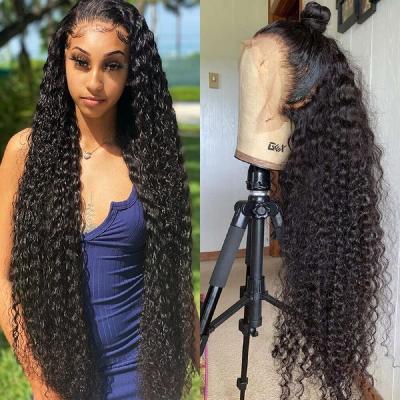 China Wholesale Deep Wave Curly Raw Virgin Human Hair Wig Brazilian Cuticle Aligned Deep Wave 13x4 Lace Front Human Hair Wigs for sale