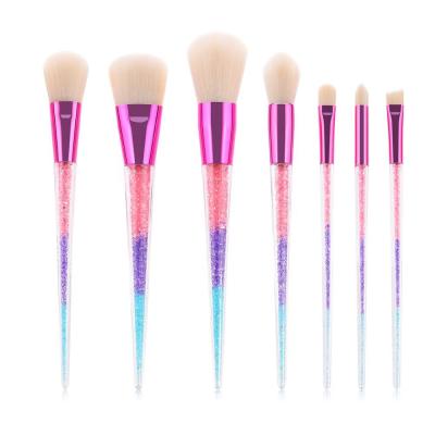 China Angular Blush Hot Sale New Design Makeup Brushes Crystal Diamond Makeup Brushes 7pcs Makeup Brush For Young Girl for sale