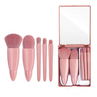 China The makeup brush set with the mirror case purchase maquiag mini small pink hair portable makeup brush travel makeup brush still set with the mirror case for sale