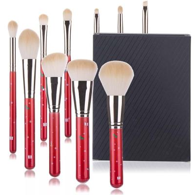 China Makeup Brushes Red Trendy Luxury Custom Logo Purchasing Again New 10 Pieces Christmas Makeup Brush Red Gift for sale