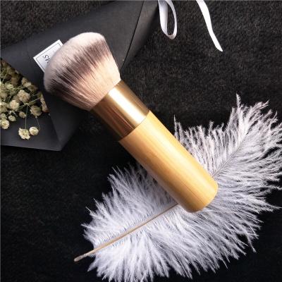 China High Quality Private Label Shimmer Body Makeup Single Powder Brush Bamboo Base Setting Wooden Body Makeup Gold Powder Brush Bamboo for sale