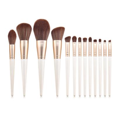 China Angular Blush 2020 New Design 13pcs Makeup Cosmetic Brush High End White Custom Logo Brush Set for sale