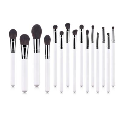 China Angular Blush Luxury White Silver Private Label Makeup Brush Set Brushes 15pcs Brushes Makeup Professional for sale