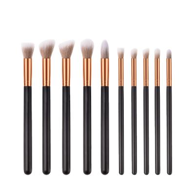 China Professional Synthetic Eye Makeup Brush Vegan Private Label Black Luxury Rose Gold 10 Piece Eye Makeup Brush for sale