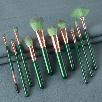 China Logo Makeup Brush Set Buy Again 2021 New 10pieces High Quality Custom Logo Green Makeup Brush Set Private Butterfly for sale