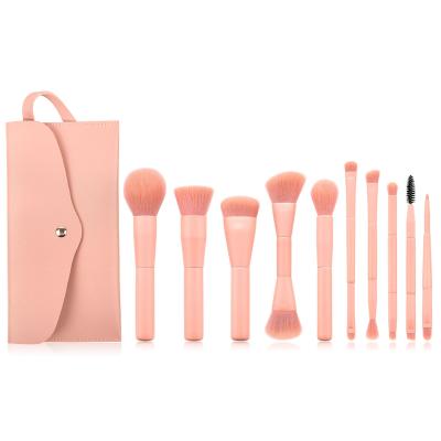 China 10 Pieces Makeup Brush Pink Pouch Buy Again Pink Series Hot Selling Quality Custom 10 Pieces Pink Makeup Brushes With Pouch for sale