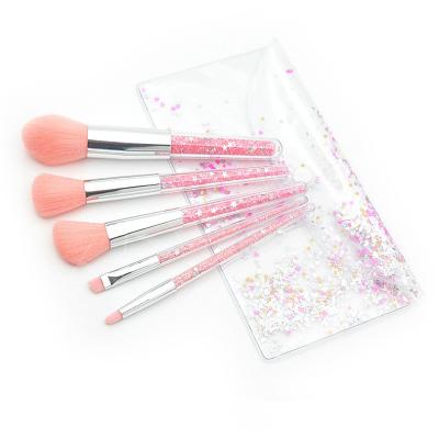 China Silver and Pink Glitter Makeup Brushes Buy Again Series Logo High Quality Custom Pink and Silver Glitter Makeup Brushes 5picture 12mm for sale