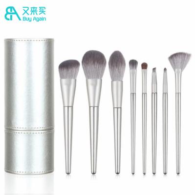 China Professional makeup brush vegan set with holder alibaba manufactur 8 pcs professional silver makeup brush vegan set cosmeticosaccesori de maquillaj with holder box for sale