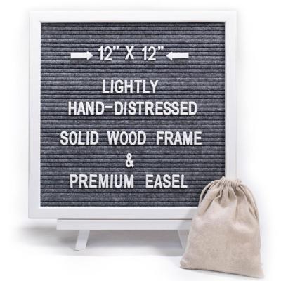 China Premium Europe Gray Felt Letter Board Set With Distressed White Vintage Frame for sale