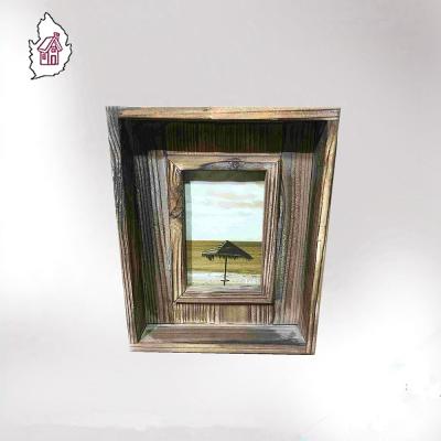 China Decorative handmade rustic barn wood frame  antique paint chopping finishing for sale