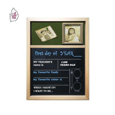 China Multiple Function With Photo Frame Reversible Wood View First Day School Blackboard First Day School Sign With Printing for sale