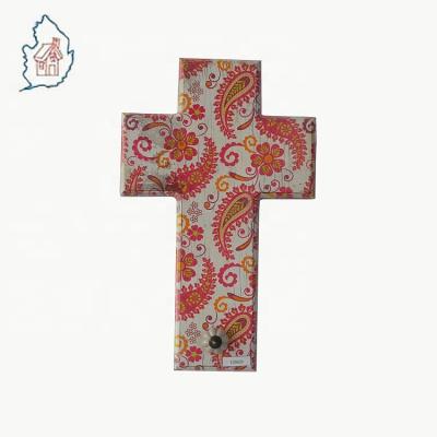 China Europe Wall Hanging Wooden Cross Patterns With Ceramic Hook And Beautiful Printing for sale