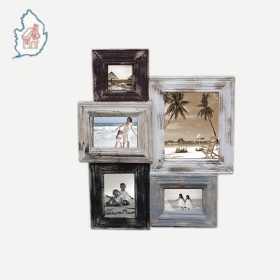 China Antique Photo Frame Distressed Wooden Collage Photo Frame for sale