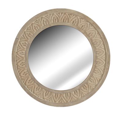 China Rustic Round Wall Wood Mirror with Decor Round Rustic Wood Wall Frame Mirrors for sale