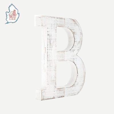 China China Washed White Distressed White Wall Decor Alphabet Monogram Free Standing Letter for sale