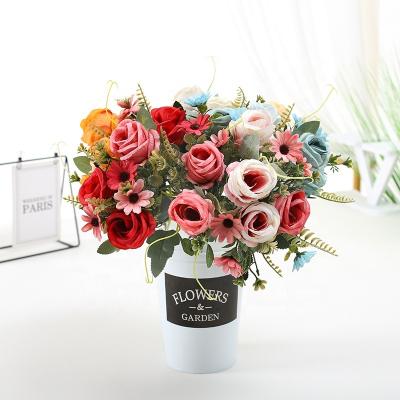 China Fashional Artificial Flower New Spring Fall Combination Rose Daisies Color Small Wild Flower Home Outdoor Decoration Wedding Layout for sale