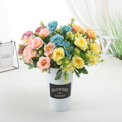 China Beautiful colorful artificial flower simulation flower bouquets roses flowers living room place artwork decoration home wedding props manufactures wholesale for sale