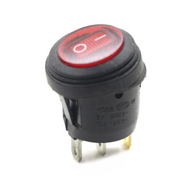 China On-Off / Self-Latching / Latching 3 Pins SPST Rocker Switch Car Boat LED Light Waterproof Round ON/OFF Red for sale