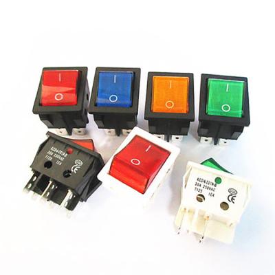 China On-off / self-locking / latching KCD4 on off lighted 20A 25A 30A 4pins rocker switches for sale