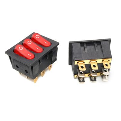 China ON-OFF ON-OFF ON-OFF 40*33mm 250VAC 16A Rocker Switch with Nine Terminals,.red light power button on-off switch for sale