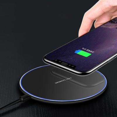 China 2020 IKATAK Hot Mobile Phone Custom Fast Mobile Phone Logo Ultra Thin 10W Wireless Charger for sale