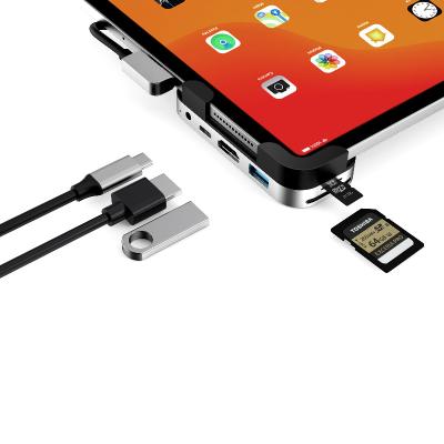 China 4K@60HZ IKATAK New Aluminum 6 in 1 4K 60HZ PD3.0 Type-C Invisible USB C Hub for iPad Pro for sale